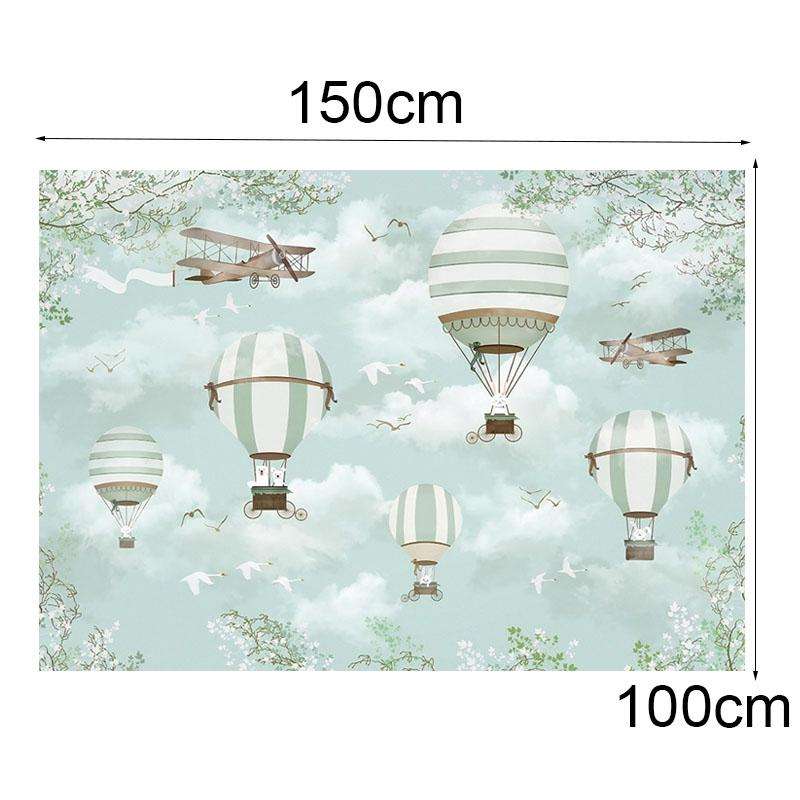 1.5m X 1m Cartoon Airplane Hot Air Balloon Theme Birthday Background Cloth Photography Decoration...