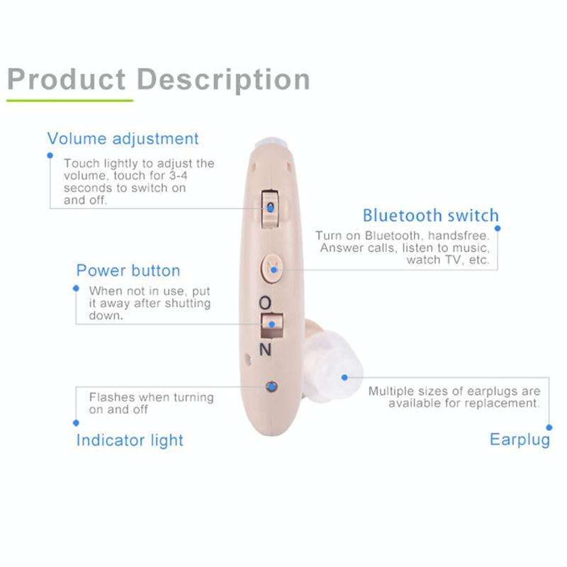 G25 Bluetooth Hearing Aid Elderly Sound Amplifier Sound Collector, Colour: US Plug(Skin Color)