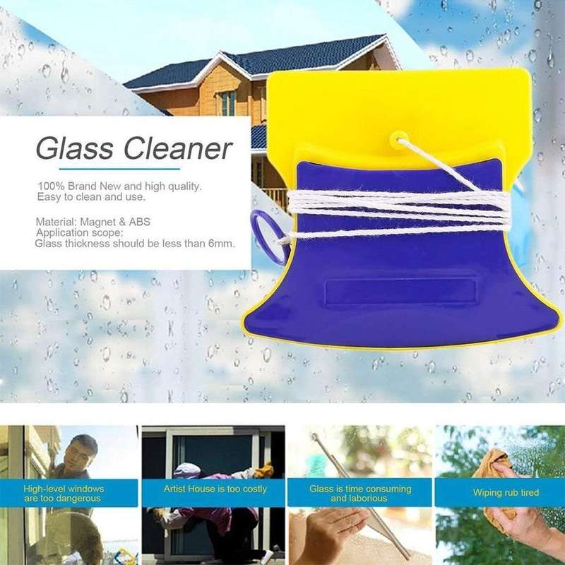 Magnetic Double-Sided Glass Cleaner (Blue+Yellow)