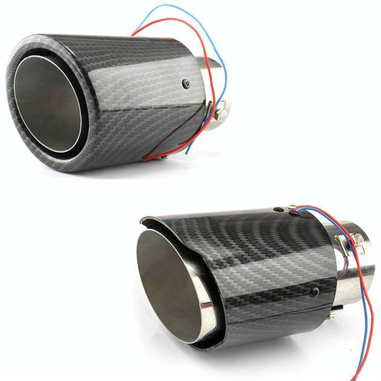 Car Modification Carbon Fiber Luminous Tail Throat LED Lights Modified Car Exhaust Pipe Spitfire ...