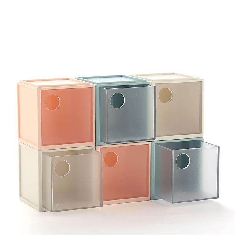 Square Plastic Desktop Storage Box(Blue)