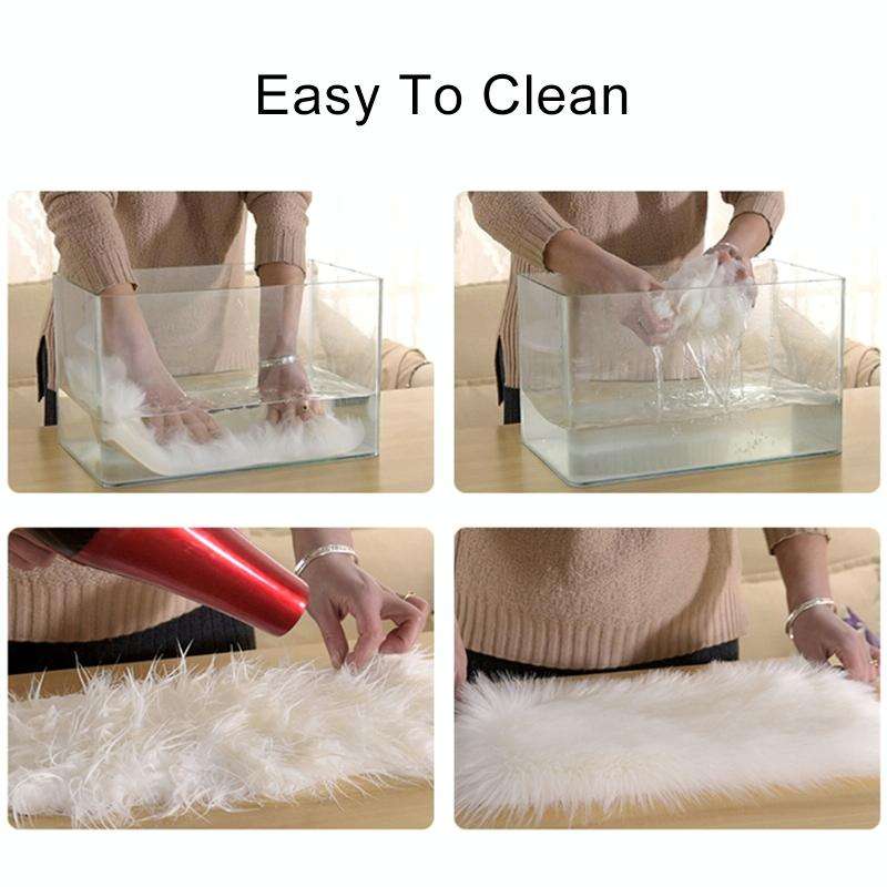 Love Heart Rugs Artificial Wool Sheepskin Hairy Carpet Faux Floor Mat Fur Plain Fluffy Soft Area ...