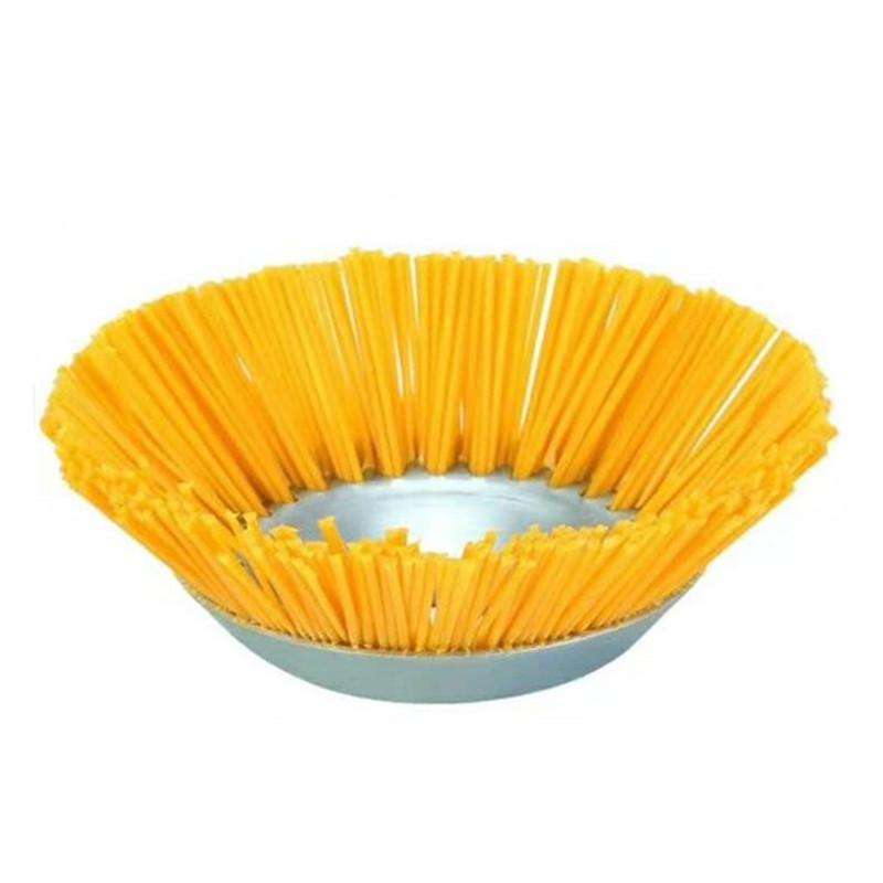 8 Inch Nylon Wire Weeding Machine Head Bowl Type Weeding Brush(Yellow)