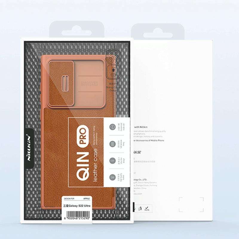 For Samsung Galaxy S22 Ultra 5G NILLKIN QIN Series Pro Sliding Camera Cover Design Leather Phone ...