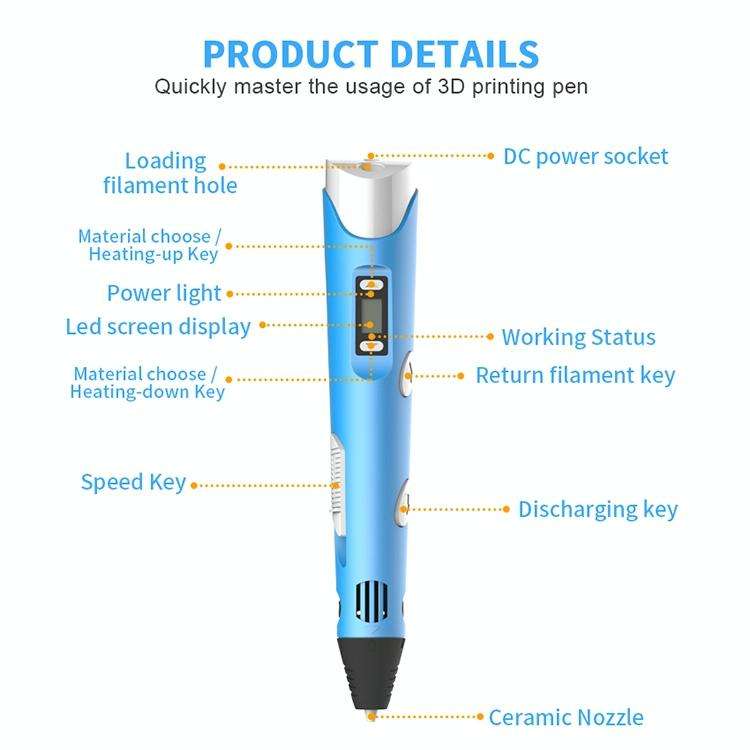 Hand-held 3D Printing Pen, USB Plug(Yellow)