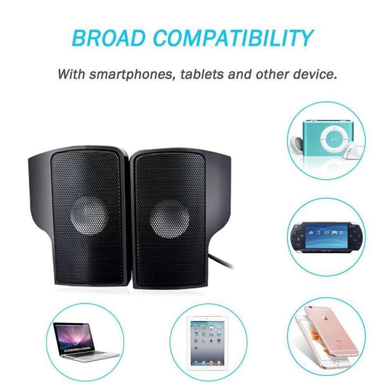 Mini Clip-On USB Stereo Speaker Soundbar for Notebook Laptop PC Desktop Tablet(Black)