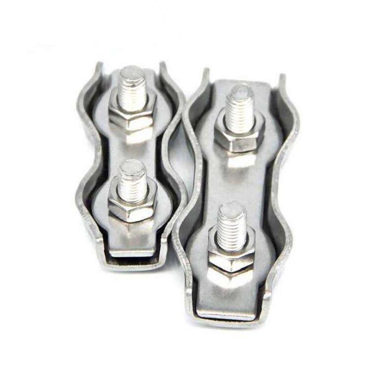 5 PCS 304 Stainless Steel Plate Single Clip Double Clamp Wire Rope Clamp, Specification:M2, Style...