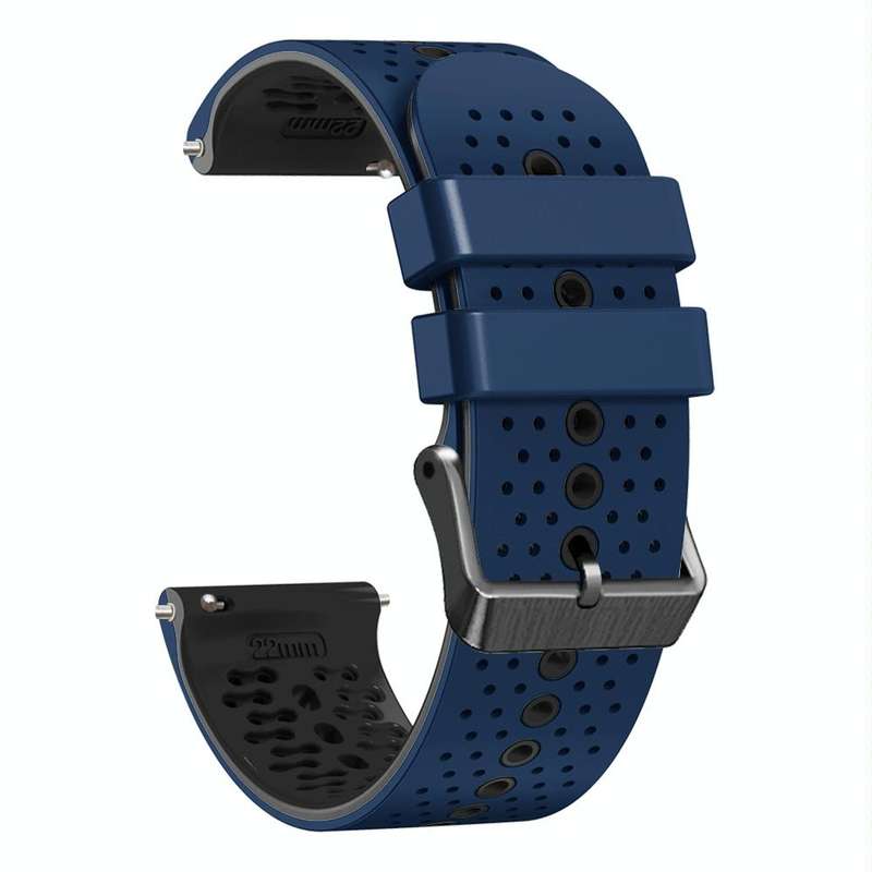 For Garmin vivoactive 4 22mm Perforated Two-Color Silicone Watch Band(Midnight Blue+Black)