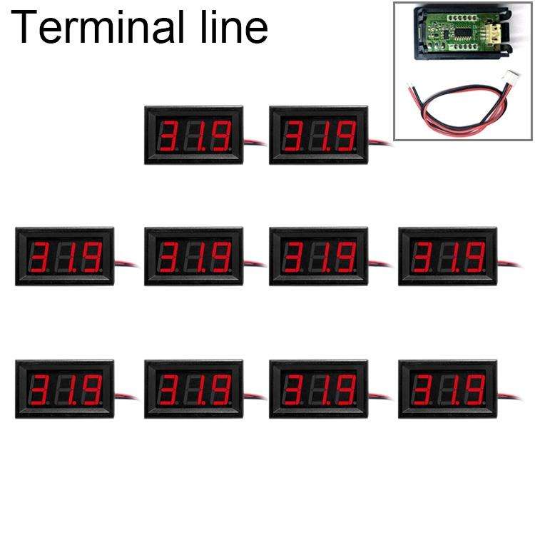 10 PCS 0.56 inch 3 Terminal Wires Digital Voltage Meter with Shell, Color Light Display, Measure ...