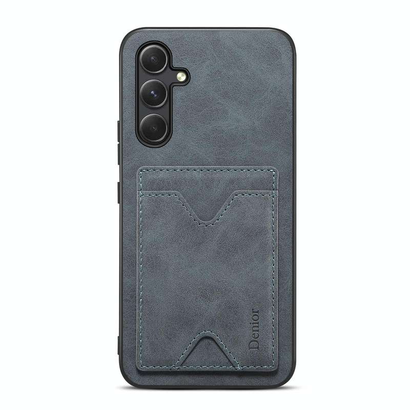 For Samsung Galaxy A24 5G Denior PU Back Cover Card Slot Holder Phone Case(Grey)