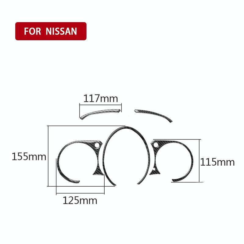5 in 1 Car Carbon Fiber Speed Dashboard Decorative Sticker for Nissan 370Z Z34 2009-, Left and Ri...