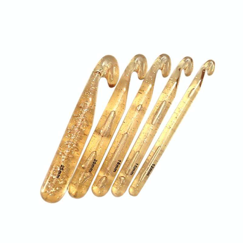 5 PCS/Set Transparent Bold Crystal Crochet Knitting Tool Set