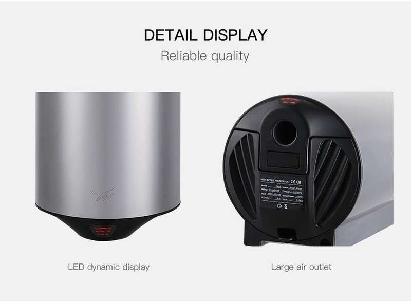 304 Stainless Steel Automatic SensorJet Hand Dryer High Speed Airflow for Home Hotel Airport Hand...