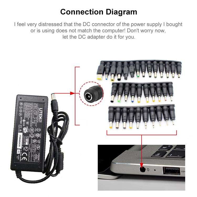 5.5x2.1mm Female to Multiple Male Interfaces 8 in 1 Power Adapters Set for HP / Sony / Acer / ASU...