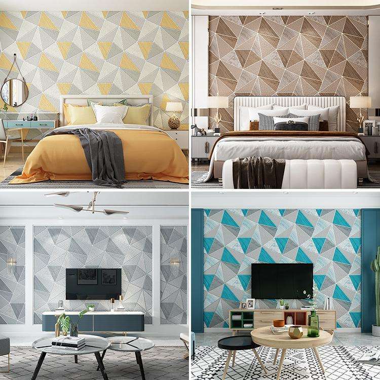 Home Geometric Wallpaper Deerskin Velvet Non-self-adhesive Thickened Wallpaper, Size:53x1000cm(Da...