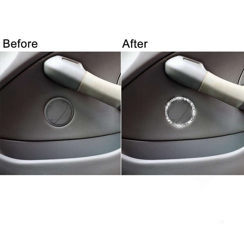 For BMW Series 3 E46 1998-2005 Car Horn Circle Diamond Decoration Sticker, Left and Right Drive
