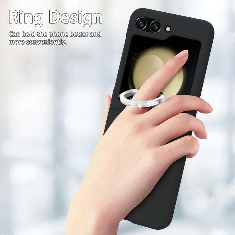 For Samsung Galaxy Z Flip5 5G Skin-feel Diamond Ring Shockproof Phone Case(Black)