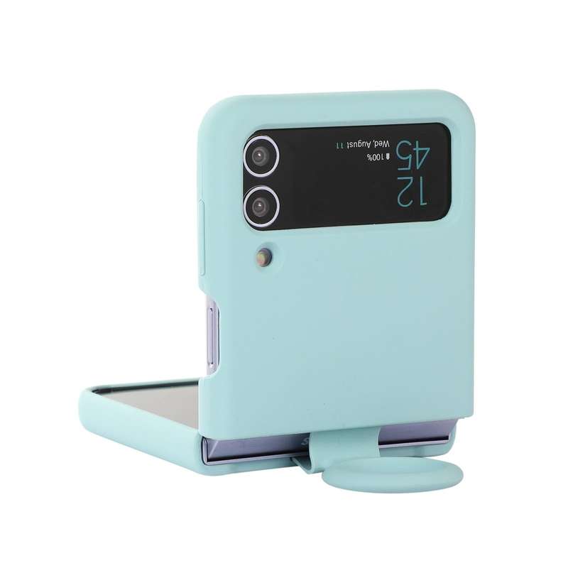 For Samsung Galaxy Flip 4 Silicone Integrated Ring Buckle Phone Case(Sky Blue)