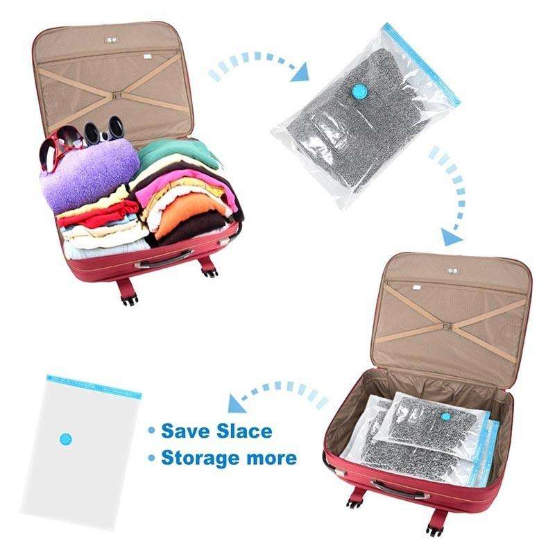 3 PCS Hot Vacuum Bag Storage Organizer Transparent Border Foldable Extra Large Seal Compressed Tr...