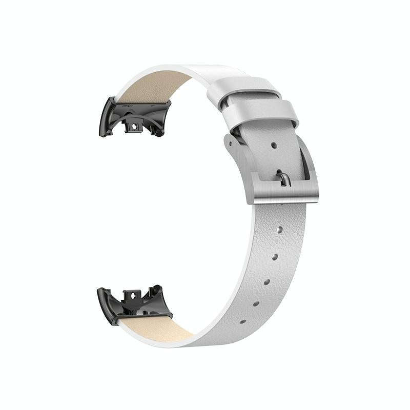 For Xiaomi Mi Band 8 12mm Leather Replacement Watch Band(White)