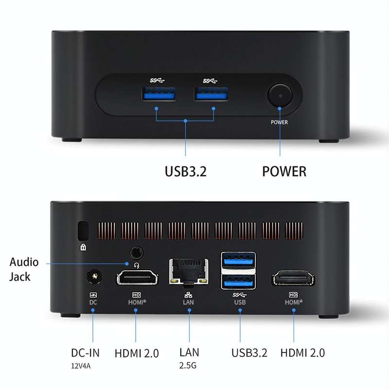 ZX03 Windows 11 Mini PC, Intel Alder Lake N95, Support Dual HDMI Output, Spec:8GB+256GB(EU Plug)