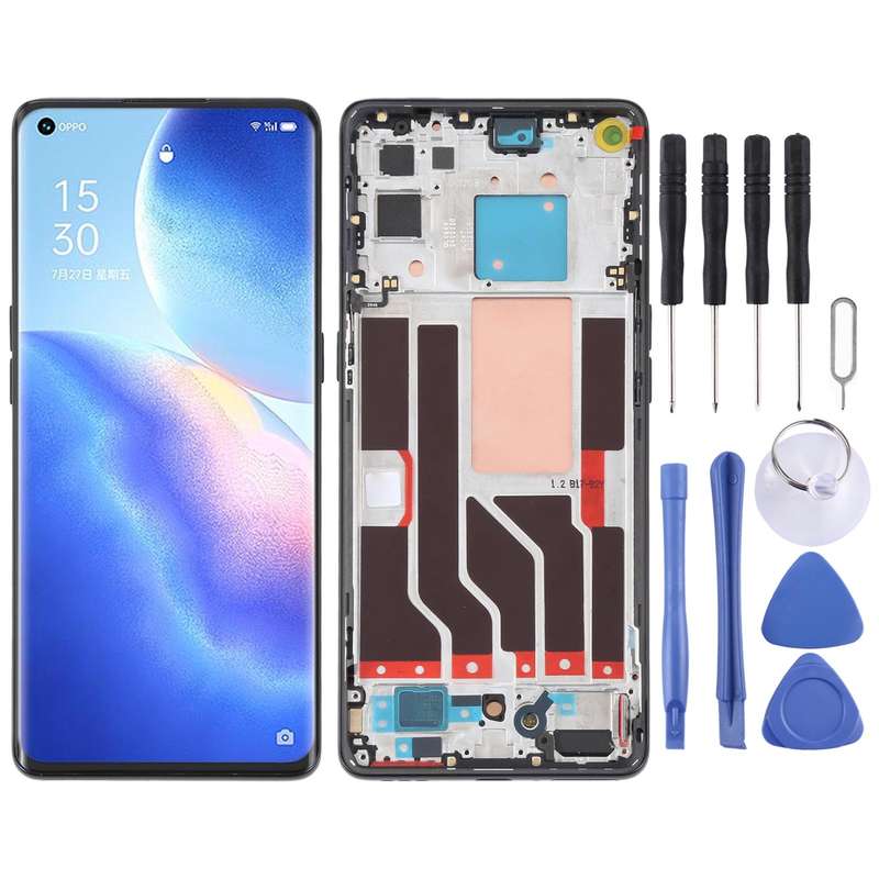 Original LCD Screen For OPPO Reno5 Pro 5G Digitizer Full Assembly with Frame (Black)
