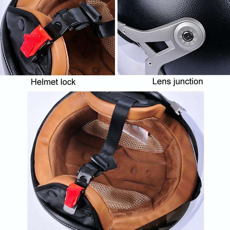 GXT Electric Vehicle Half Cover Helmet Four Seasons Retro Helmet, Size: L(Matte Black)