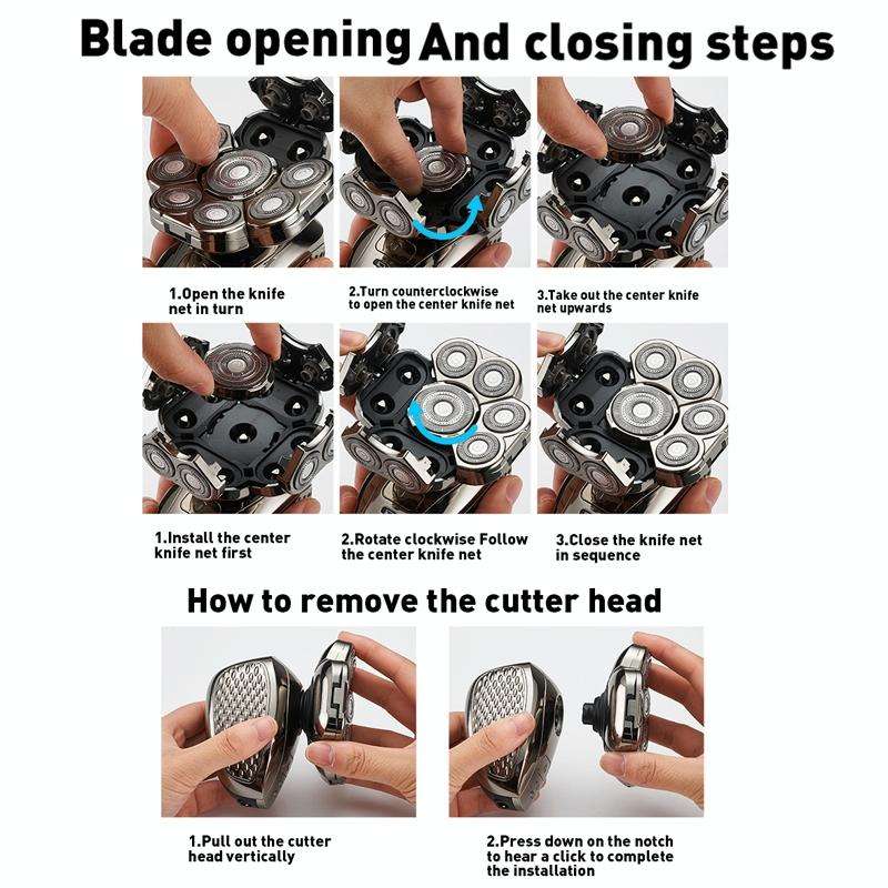 6 In 1 9 Knife Head Multifunctional USB Shaver Full Body Water Washing Shaver Men Hair Bald