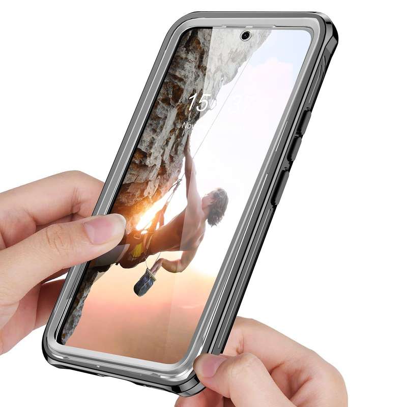 For Samsung Galaxy S22 5G RedPepper Transparent Dot Shockproof Waterproof PC + TPU Phone Case(Black)