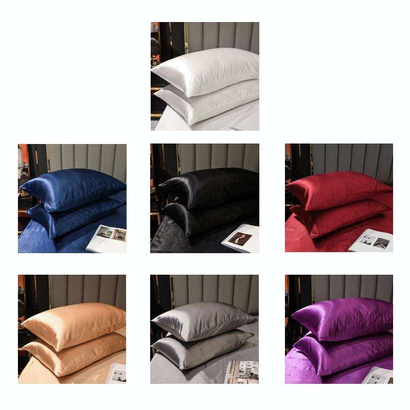 2 Pairs Ice Silk Pillowcase Home Textile Bedding, Size: 50x90cm(Black)