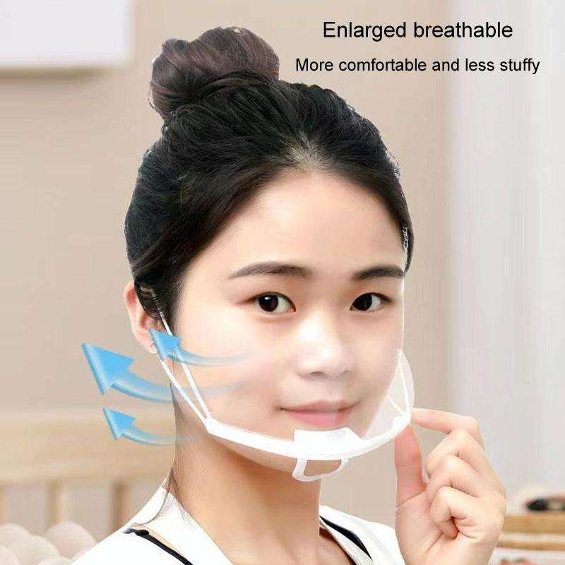 10pcs /Bag Recyclable Transparent Restaurant Mask Chef Anti-fog And Anti-Spittle Plastic Masks(op...