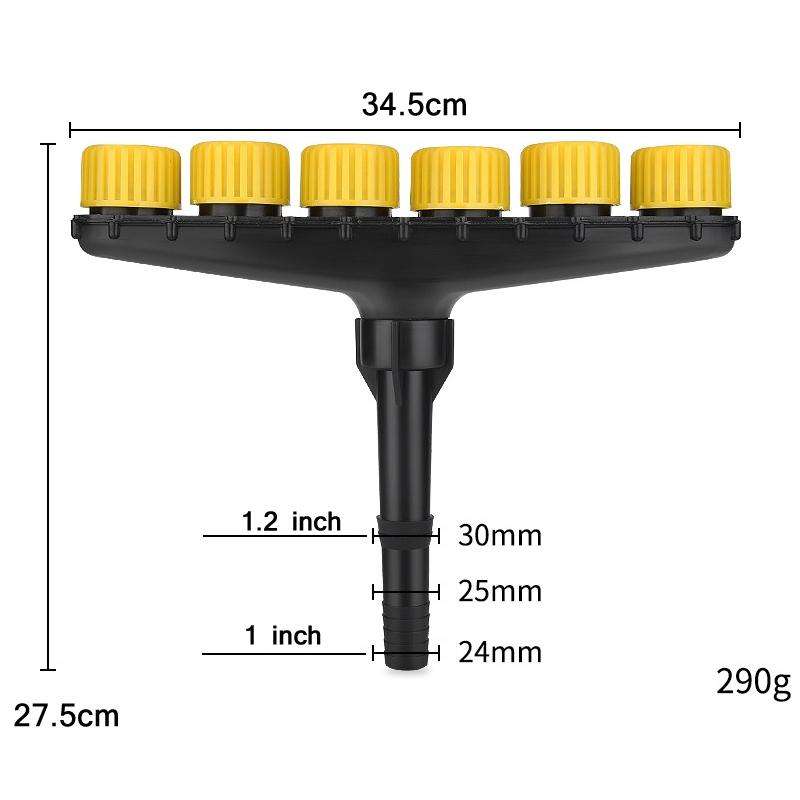 DKSSQ Gardening Watering Sprinkler Nozzle, Specification: 6 Head With 1 inch/1.2 inch Interface