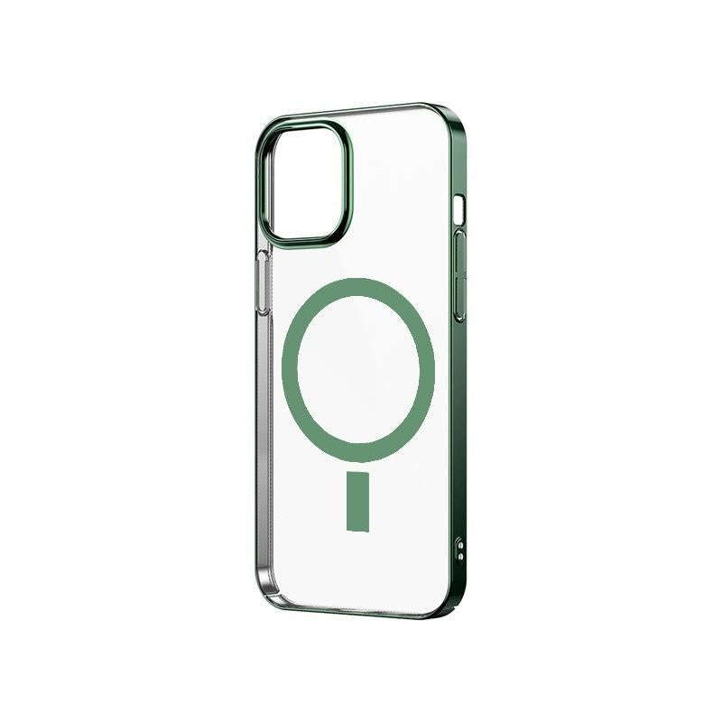 For iPhone 12 Pro Magsafe Magnetic PC Electroplating Transparent Protective Phone Case(Green)