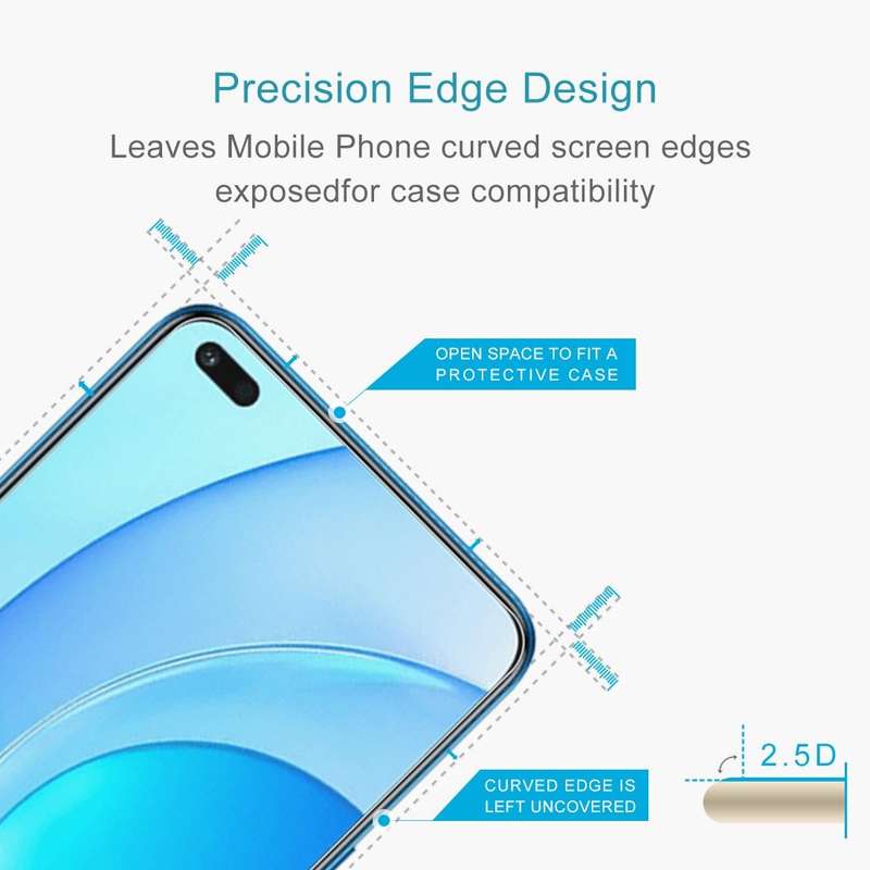 For Honor 50 Lite 50 PCS 0.26mm 9H 2.5D Tempered Glass Film