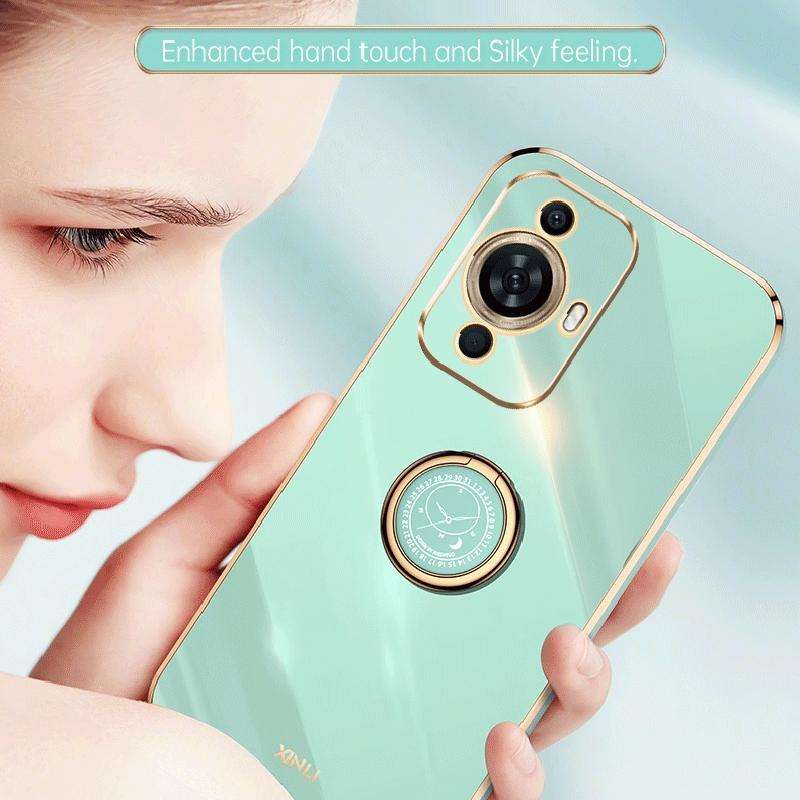 For Huawei nova 11 Pro XINLI Straight Edge 6D Electroplate TPU Phone Case with Ring Holder(Mint G...