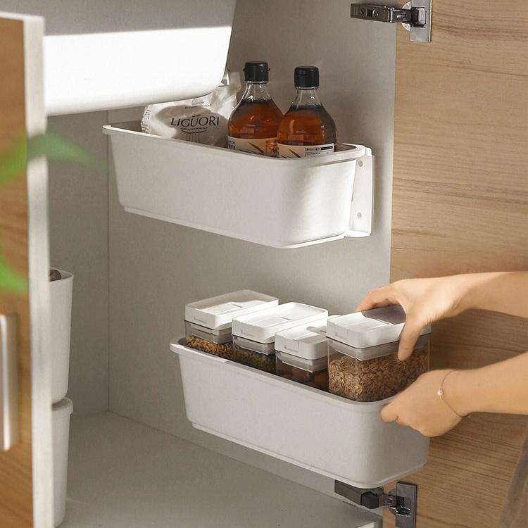 Wall-mounted Drawer Type Kitchen Spice Rack Perforation-free Household Cabinets & Kitchenware Sto...