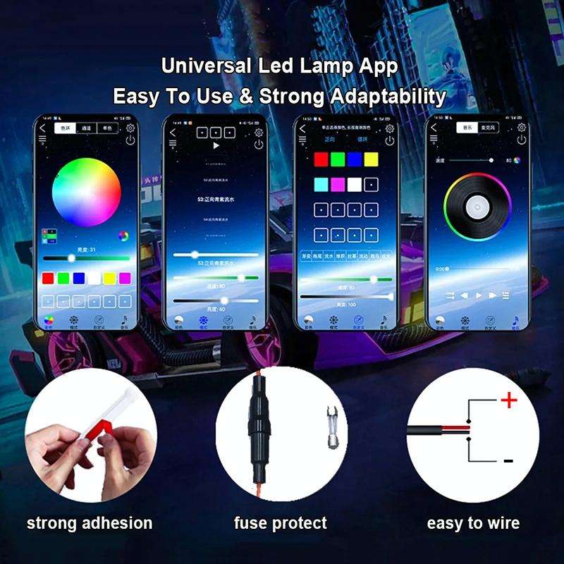 Car Startup Scan Through Hood LED Daytime Running Atmosphere Light, APP Control, Length:1.8m(Symp...