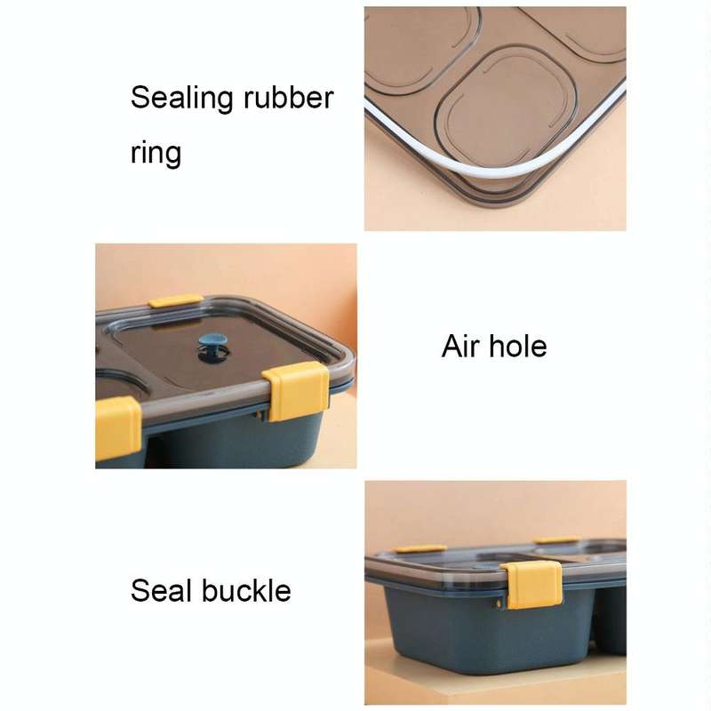 Sealed Compartment Microwave Plastic Lunch Box Portable Student Lunch Plate, Specification: 1.3L ...