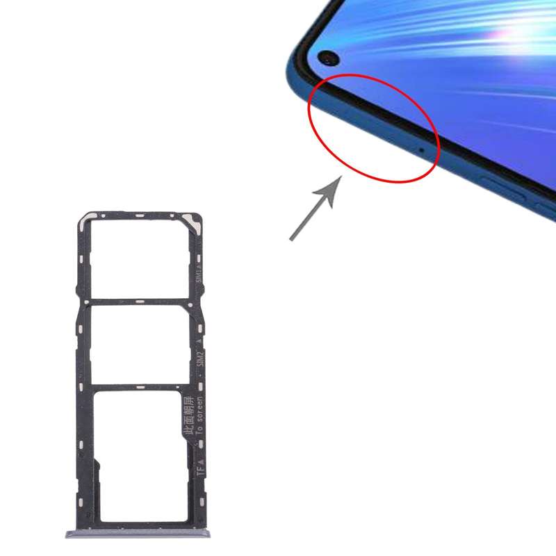 For OPPO Realme 6  SIM Card Tray + SIM Card Tray + Micro SD Card Tray (Black)