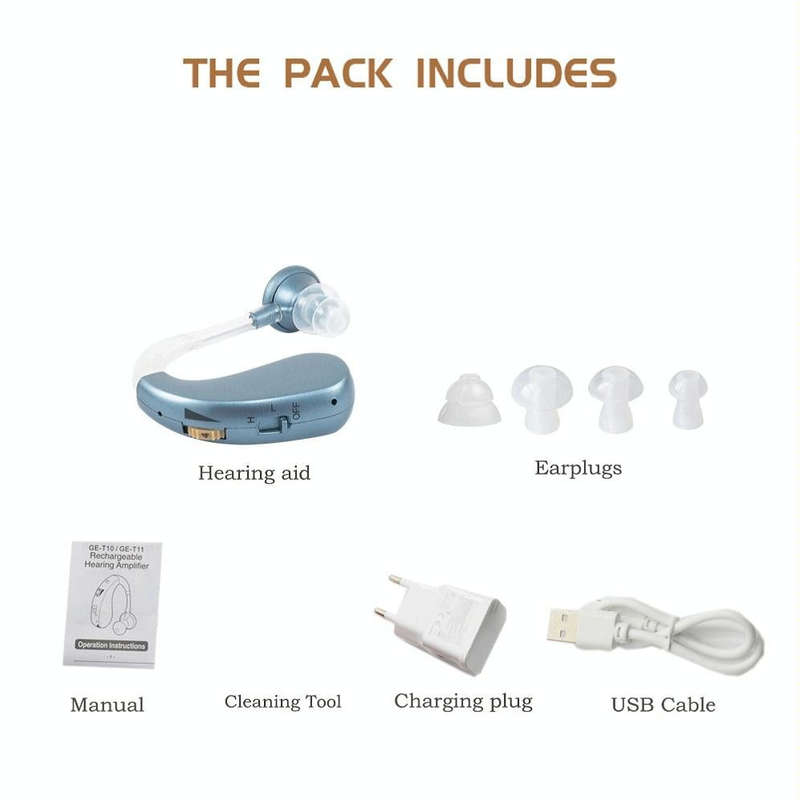 Hearing Aid Audiphones Sound Amplifier US Plug(Blue)
