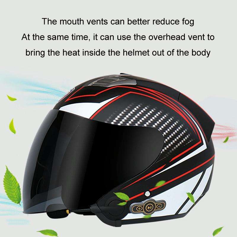 KUQIBAO Motorcycle Smart Bluetooth Sun Protection Double Lens Safety Helmet, Size: L(Glossy Black...