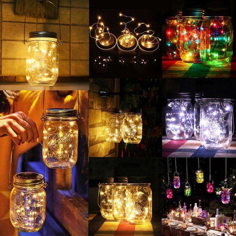 20 LEDs Solar Energy Mason Bottle Cap Pendent Lamp Outdoor Decoration Garden Light, Not Include B...