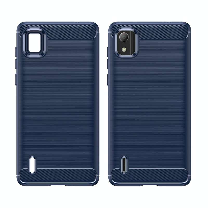 For Nokia C2 2nd Edition Brushed Texture Carbon Fiber TPU Phone Case(Blue)