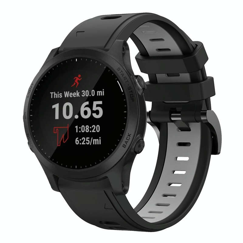 For Garmin Forerunner 945 22mm Two-Color Sports Silicone Watch Band(Black+Grey)