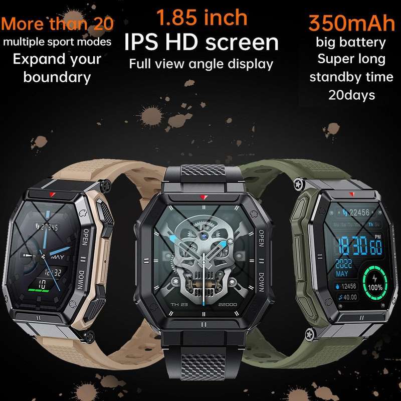 Heart Rate Blood Pressure Blood Oxygen Monitoring Outdoor Smart Bluetooth Watch(Green)