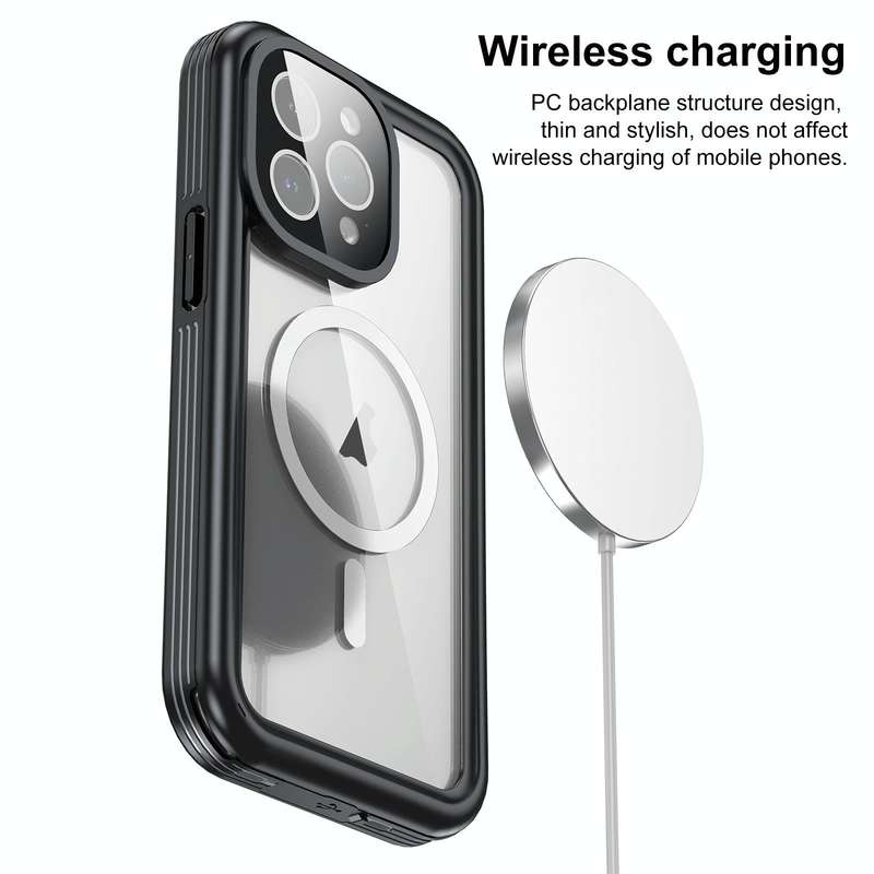 For iPhone 15 Pro Max IP68 Waterproof MagSafe Magnetic Phone Case(Black)