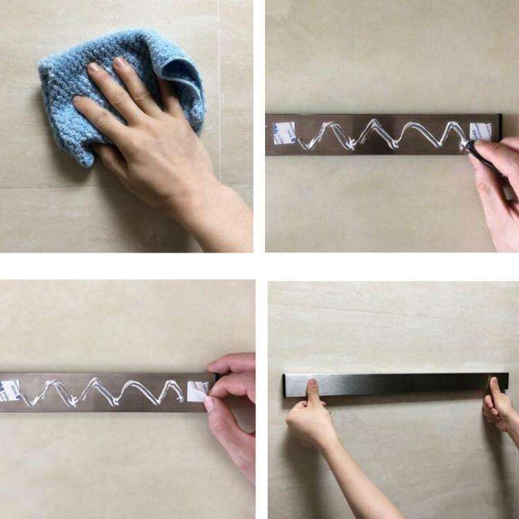 Stainless Steel Knife Holder Kitchen Rack Magnetic Suction Knife Holder, Length:40cm, Style:Free ...