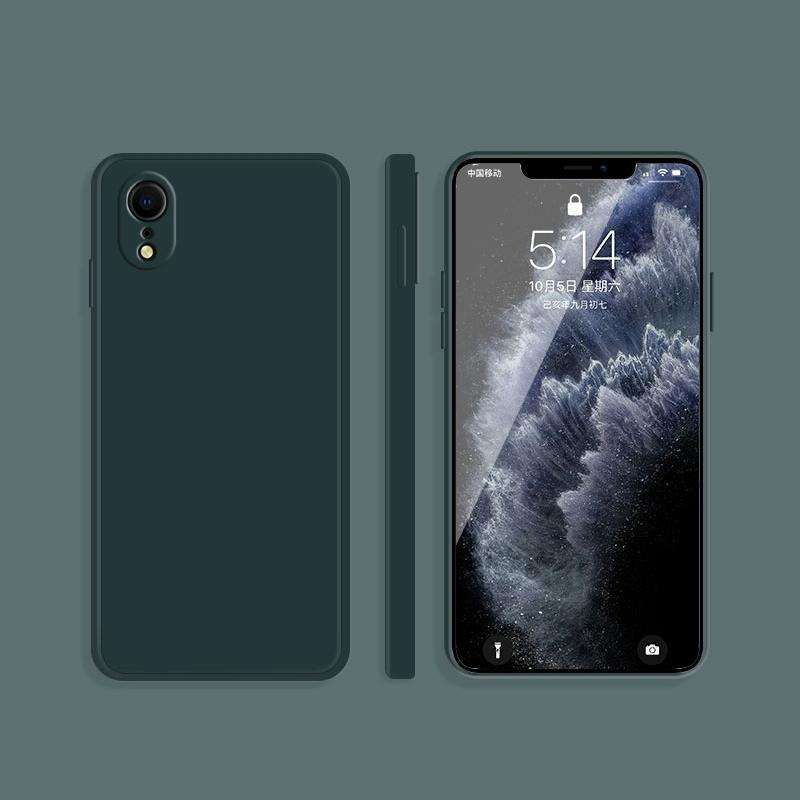 For iPhone XR Solid Color Imitation Liquid Silicone Straight Edge Dropproof Full Coverage Protect...