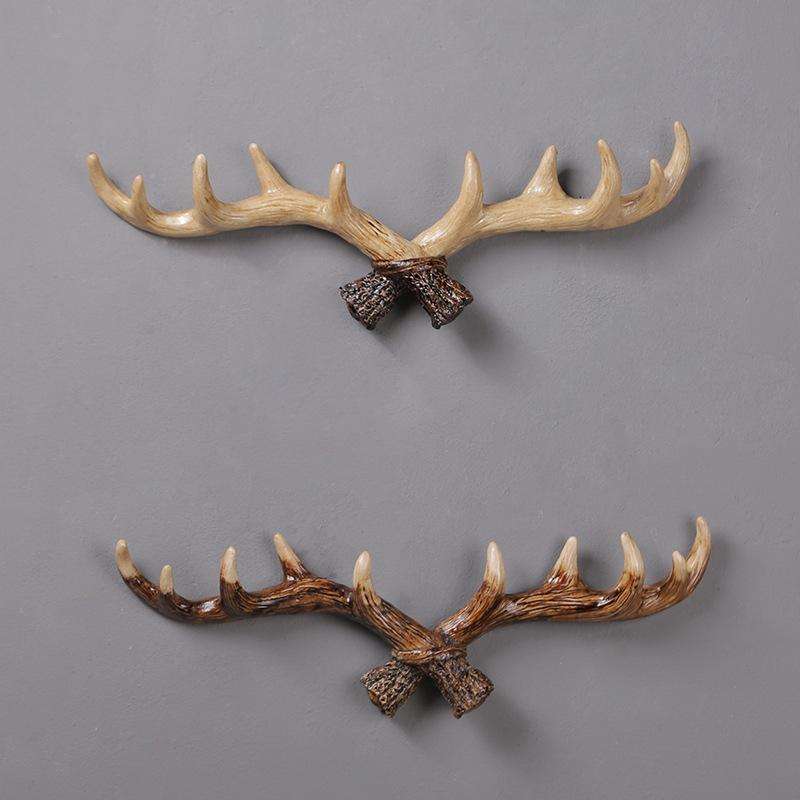 Resin Antler Wall Decoration Wall Hanger Home Living Room Entrance Wall Coat Hook(Light Color)