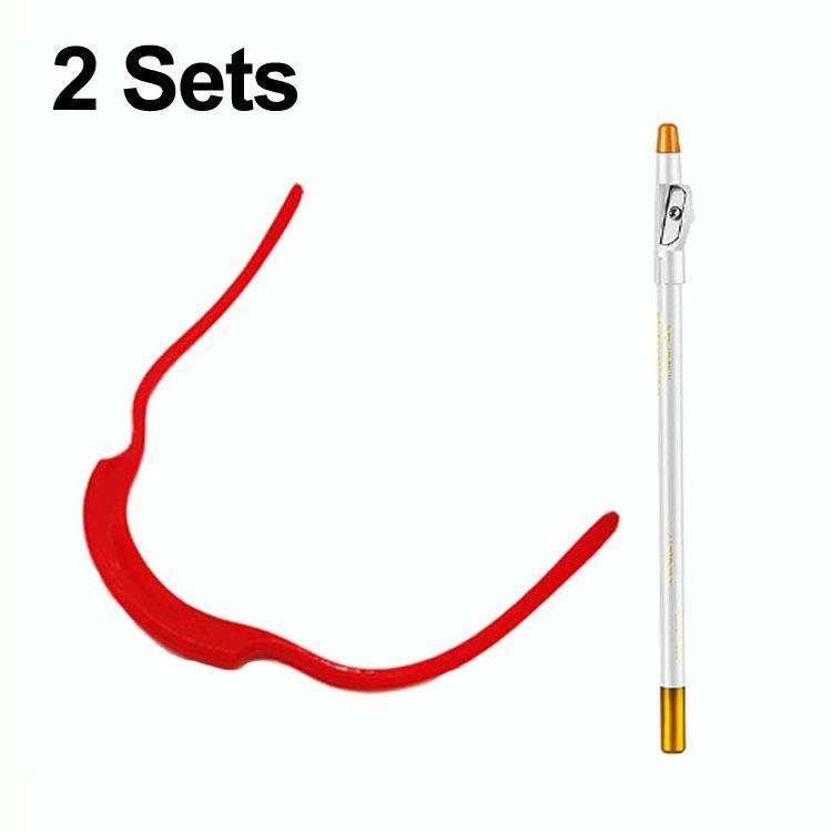 2 Sets Beard Styling Board Shaving Barber Tools, Style: Shape Ruler+Pen